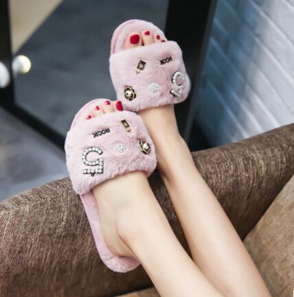 Furry shoes one word cotton drag