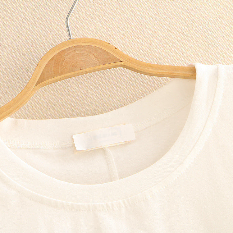 Color Combination Of Two Circle Rabbit Round Neck Short-sleeved T-shirt