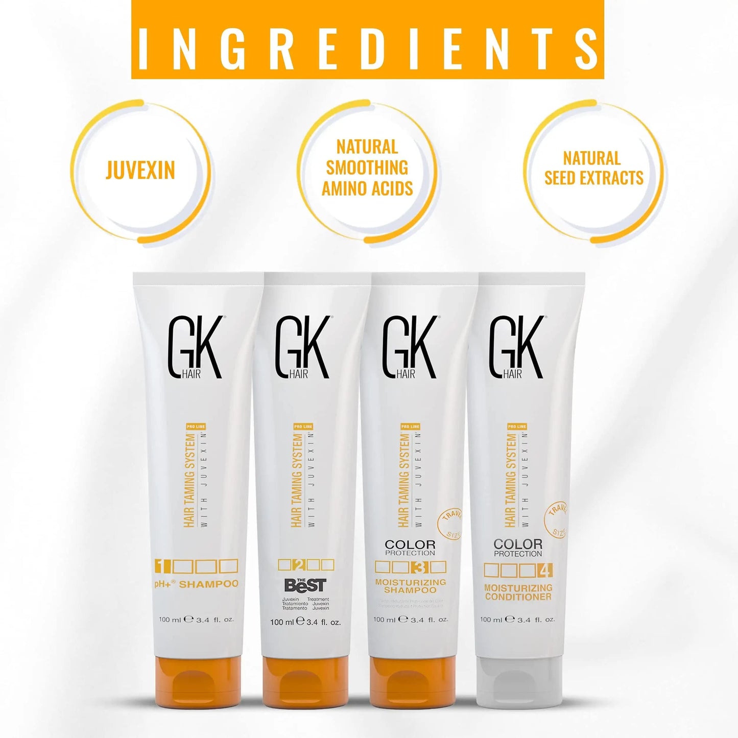 GK HAIR Global Keratin Det bästa konsumentboxpaketet (100ml / 3,4 Fl Oz) Keratinuträtning Hårbehandling - Komplex brasiliansk professionell plattning för rakt och frizzfritt hår