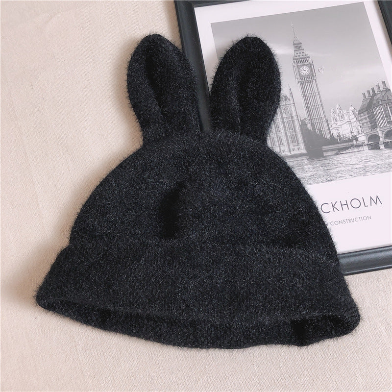 Plush Knit Beret With Rabbit Ears