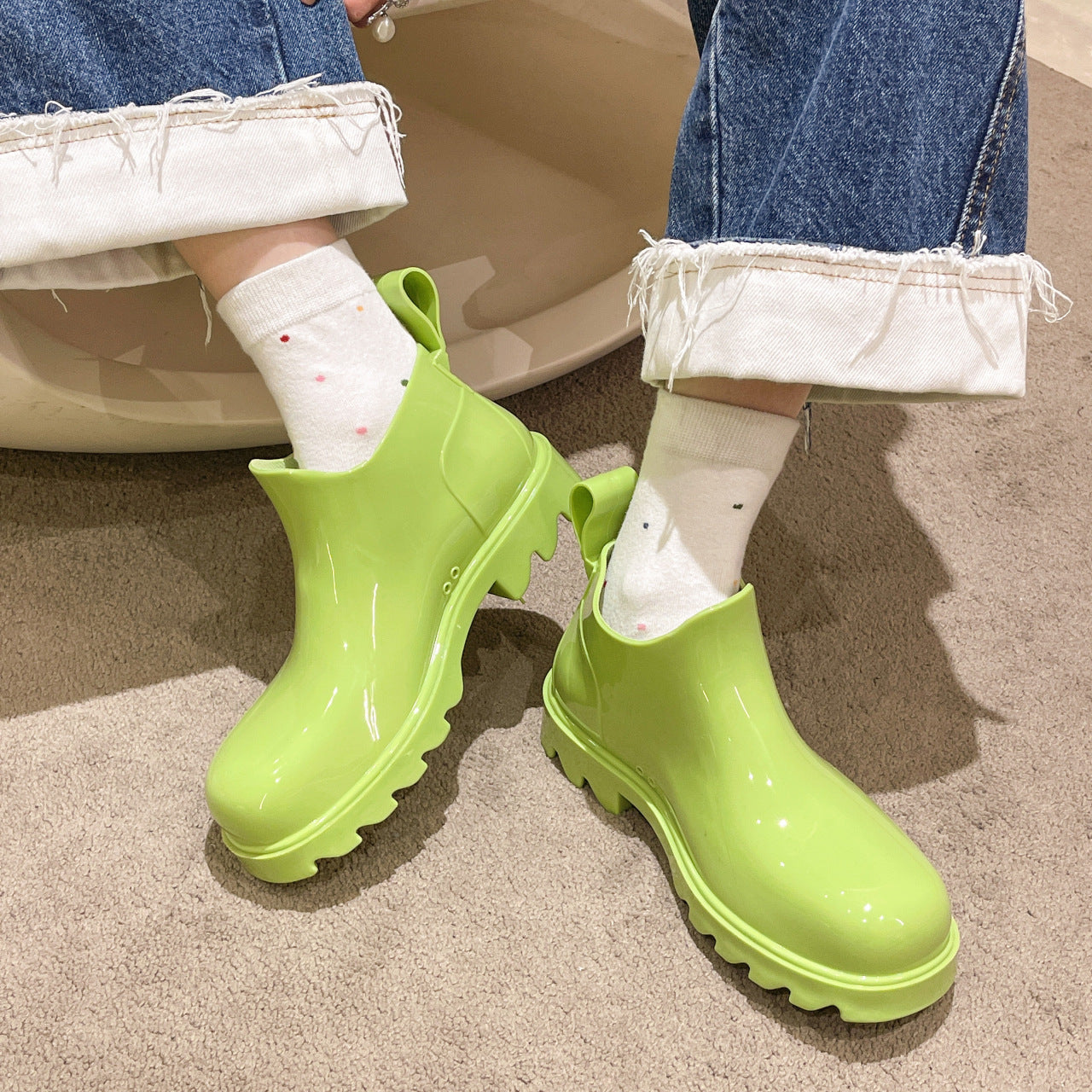 Fashion Candy Color Rubber Anti-Slip Rain Boots