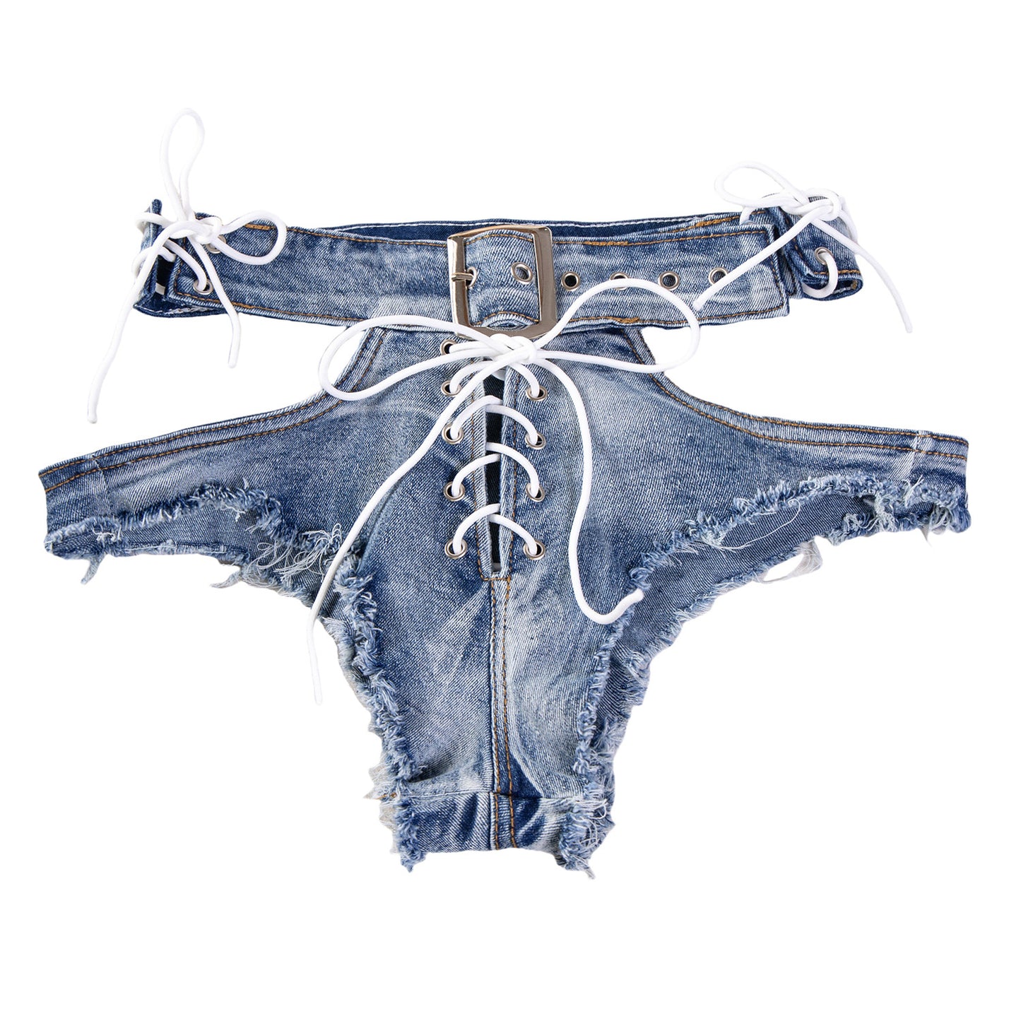 Raw-edge High-waisted Tight-fitting Sexy Denim Shorts For Women
