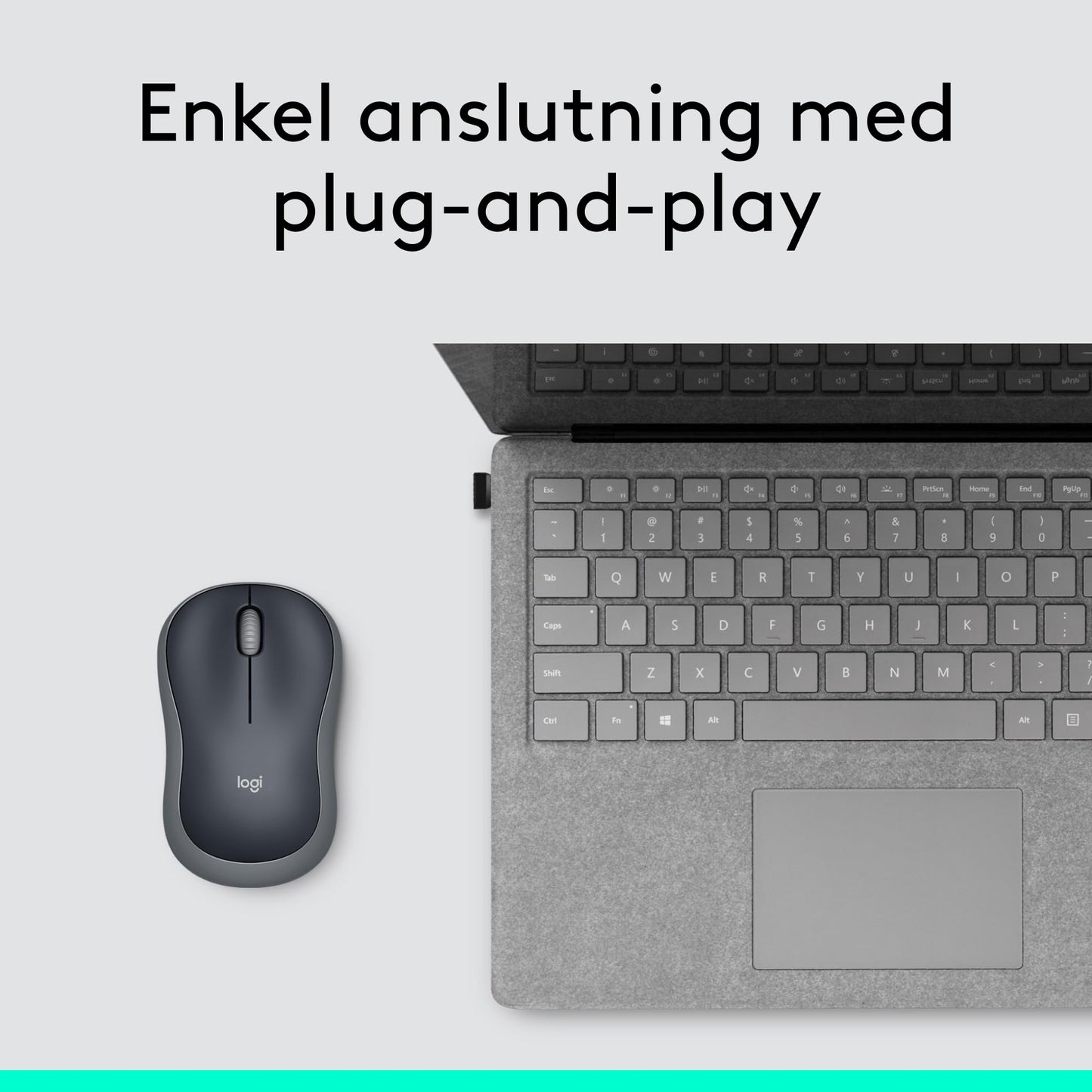 Logitech 910-002235 M185 trådlös mus USB för PC Windows, Mac och Linux, Grå,Svart