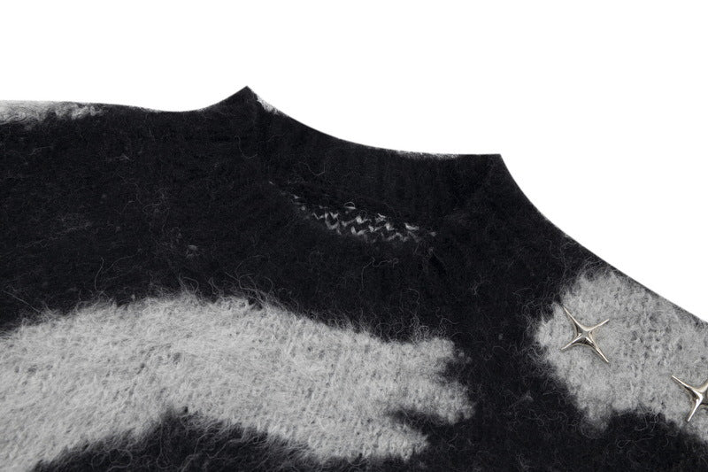 Men's Color Blocking Mohair Cross Slouchy Sweater