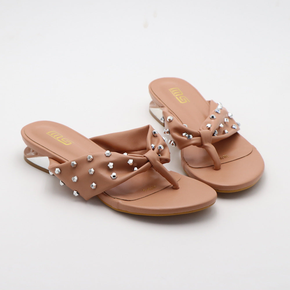Klipklapper Flade slippers med rhinsten Alsidige Komfortable Enkle