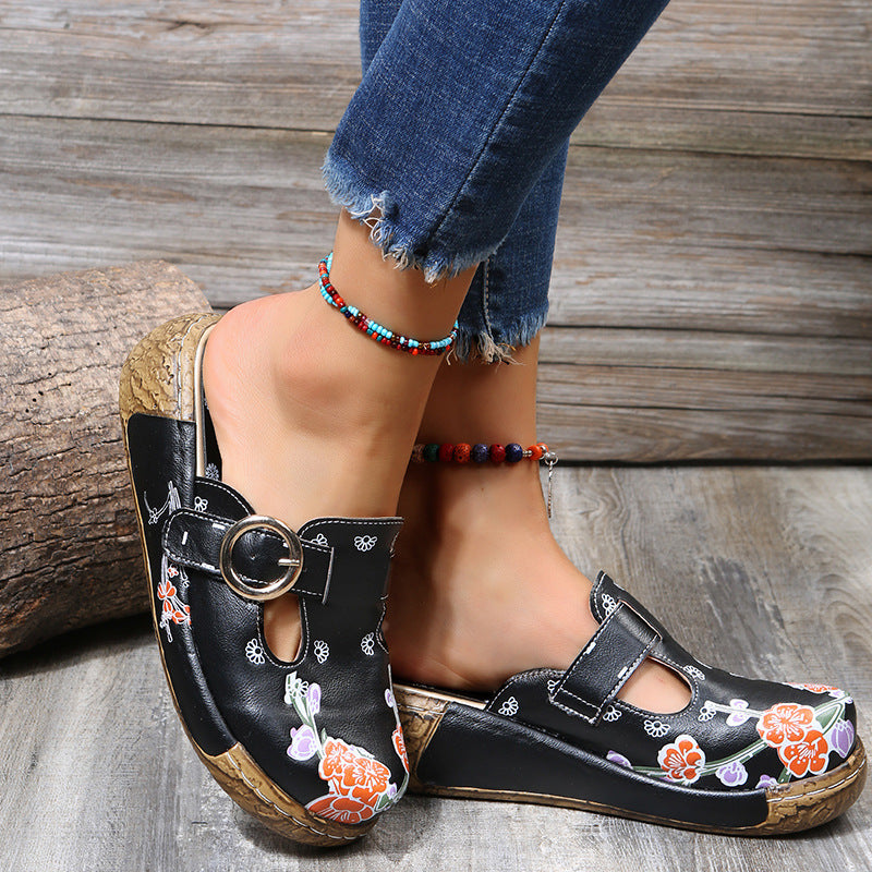 Ethnic Style Plum Blossom Totem Sandals And Slippers