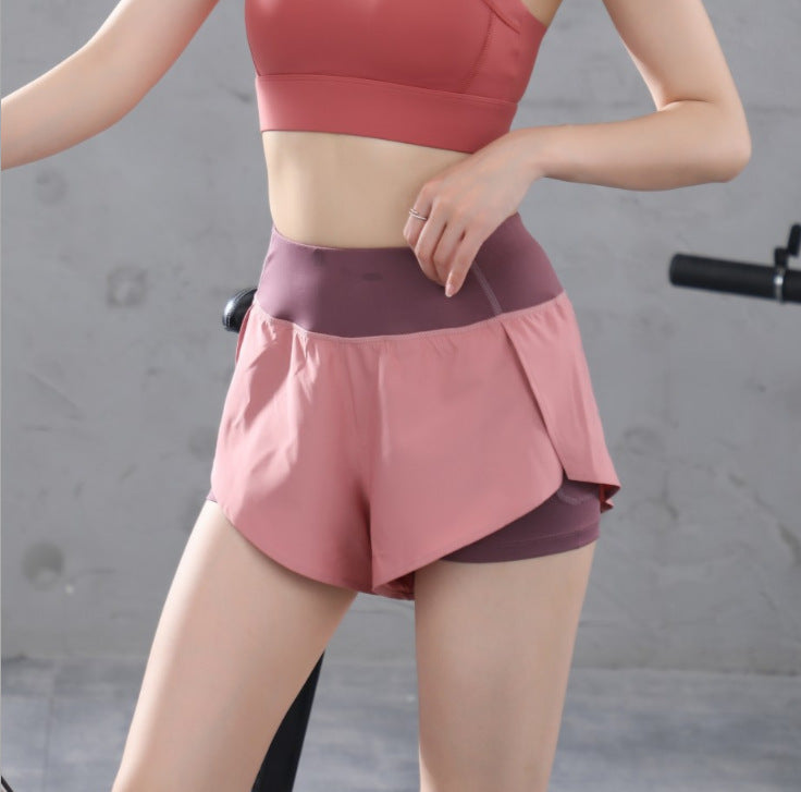Quick-drying fake two-piece fitness pants