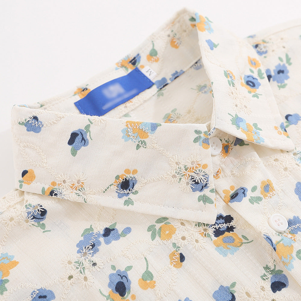 Floral Long Sleeve Shirt Men's Japanese Leisure Loose Cardigan