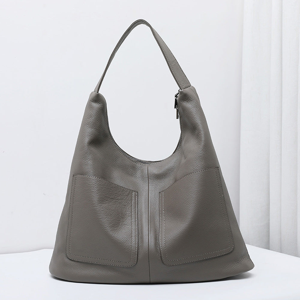 Large Capacity Soft Leather Versatile Leisure Bucket Bag