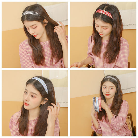 Hong Kong Style Houndstooth Headband Outer Wear Simple Female Hair Band Hair Tie