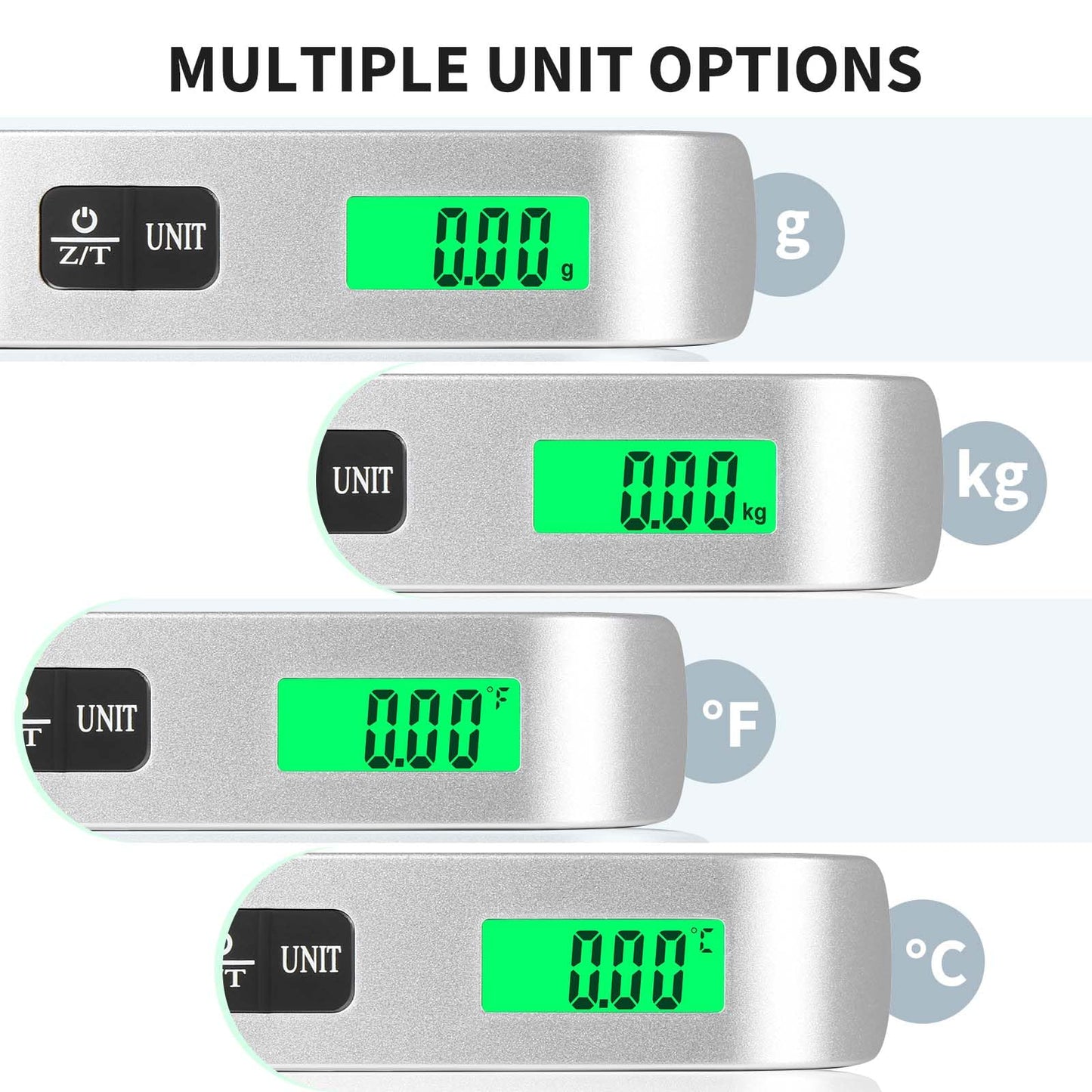 Blendura Resväskevåg, digital våg väger resväska, fotspår bärbar hem 110 lb/50 kg funktion lämplig för resor, Silver, Taglia Unica, Resväskevåg