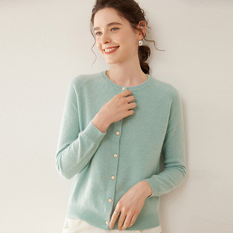 Pure Cashmere Thin Raglan Solid Color Loose Knitted Coat