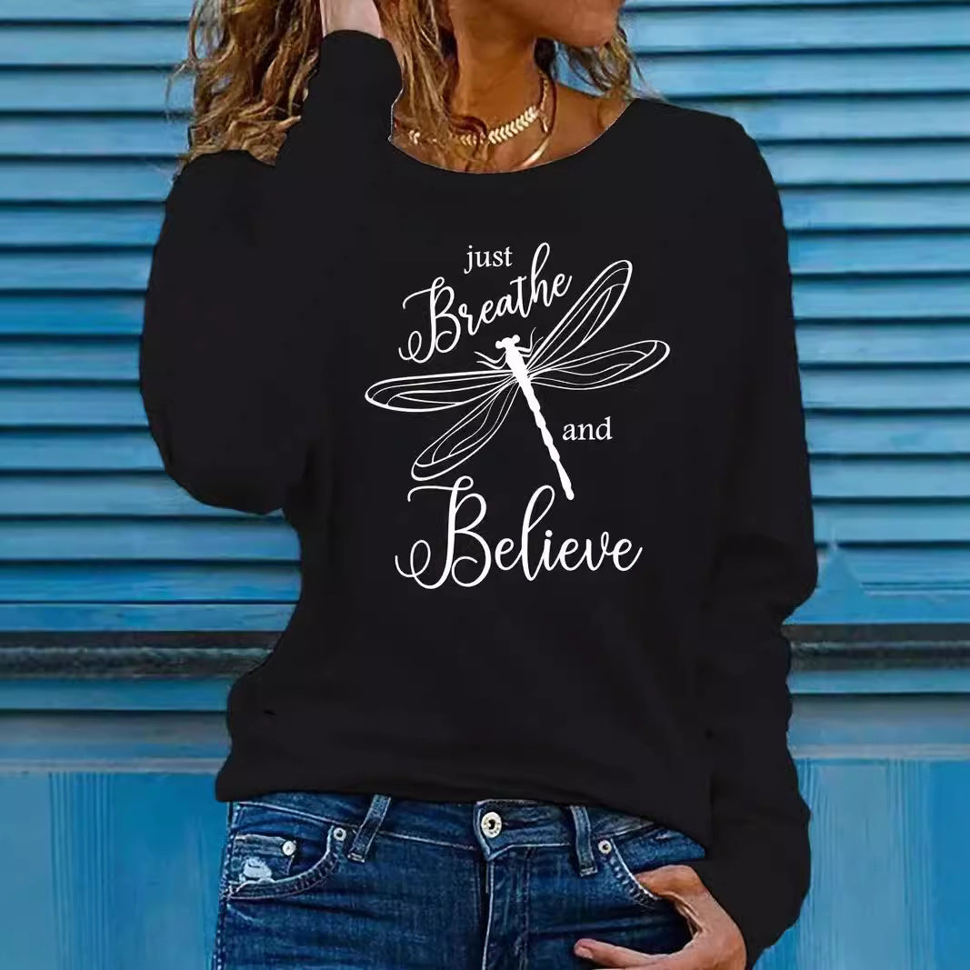 Dragonfly Long Sleeve Casual Women's Clothing