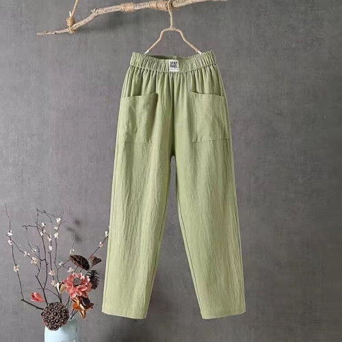 Ethnic-style Paisley Elastic Waist Loose Straight-leg Pants