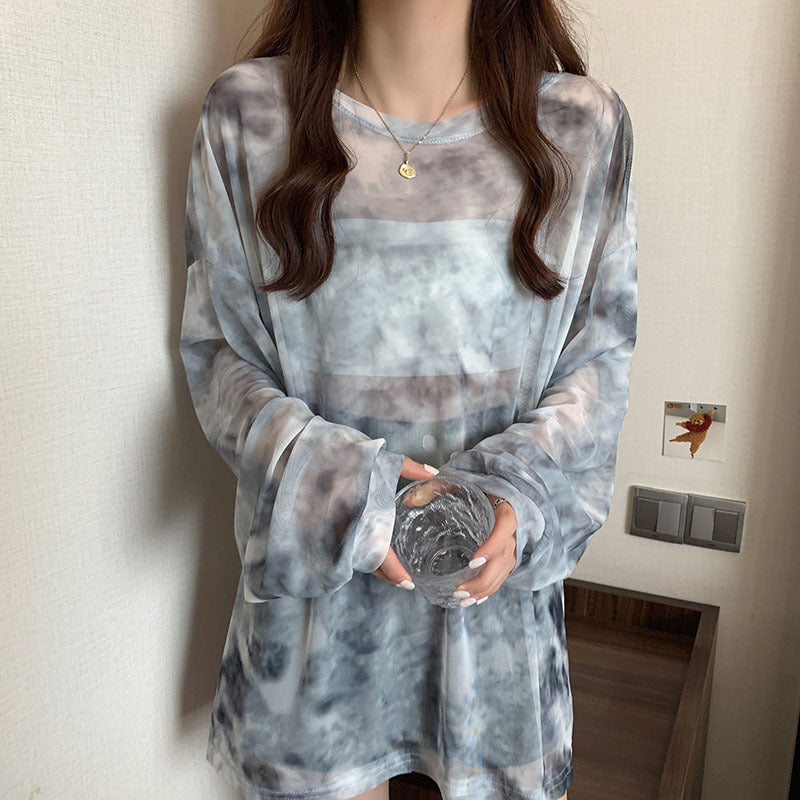 Women's Long-sleeve Transparent Loose Top