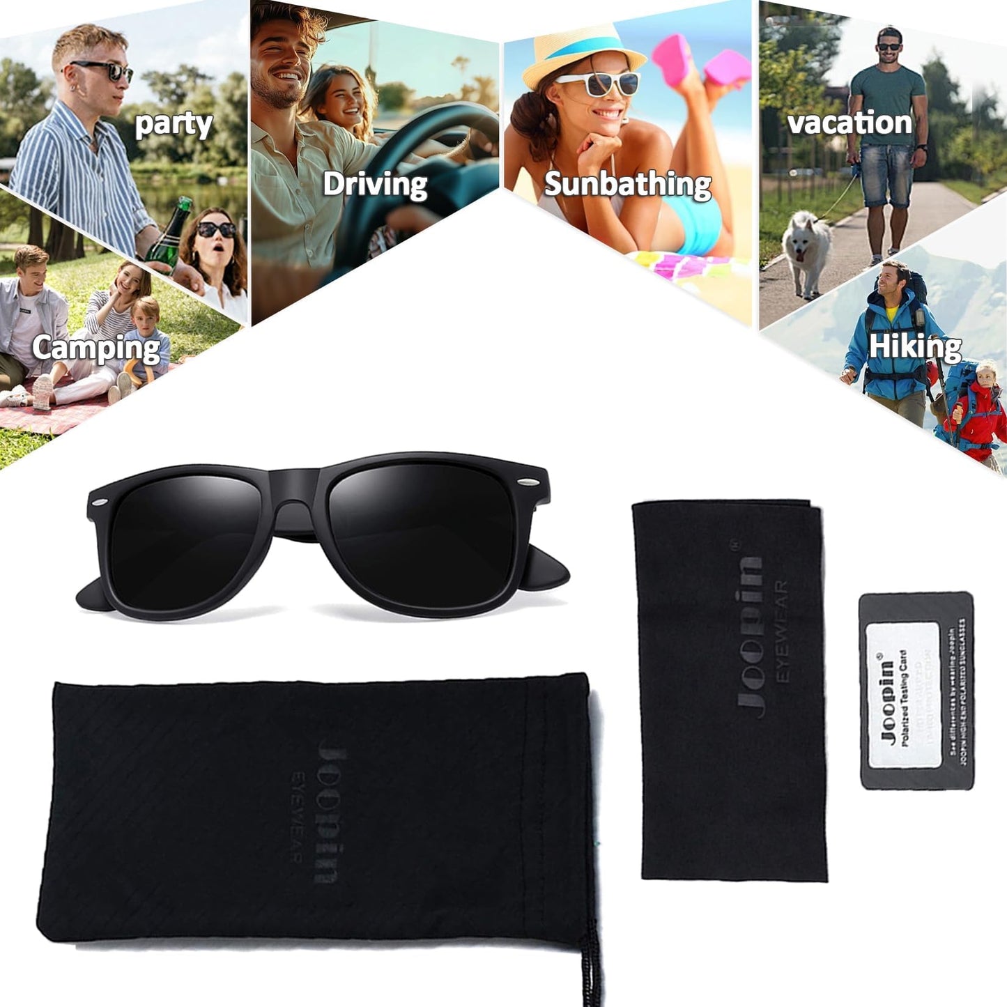 Joopin Solglasögon Herr Polariserade Retro Rektangulära Solglasögon UV400 Dam Spegel Stor Polarized Square Sunglasses for Men and Women för Utomhus Vandring Fiske Golf