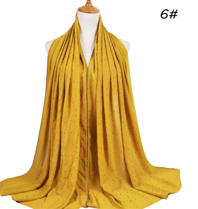 Summer Chiffon 70X180cm Pearl Beaded Scarf