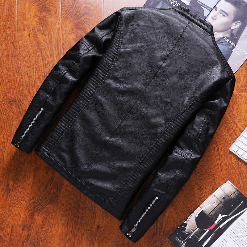 velvet anti - cold PU leather jacket