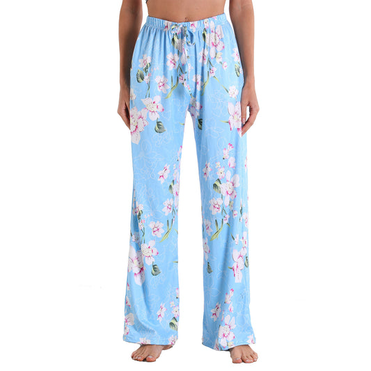 Stretch Cotton Straight-leg Pants Printing Elastic Cord Trousers