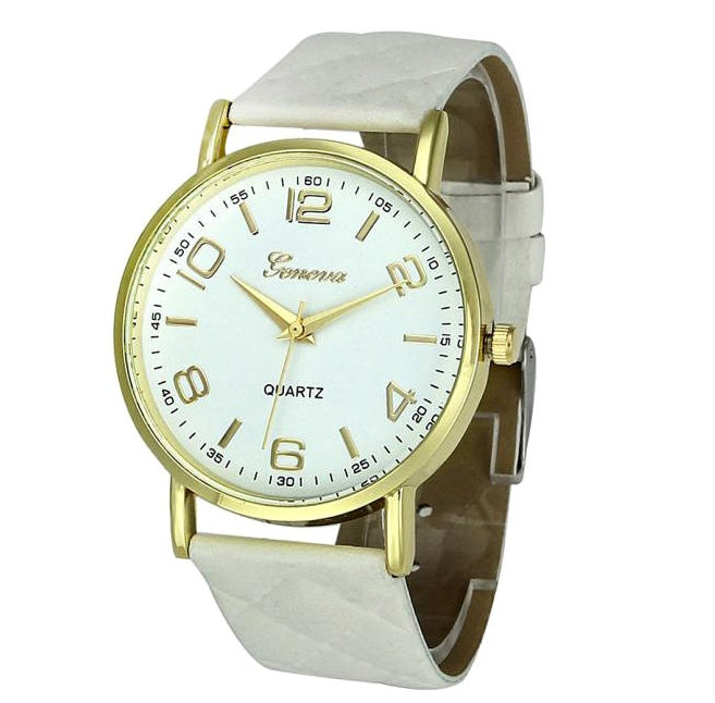 Fashion embossed geneva belt watch Personality strap with lady quartz Geneva watch