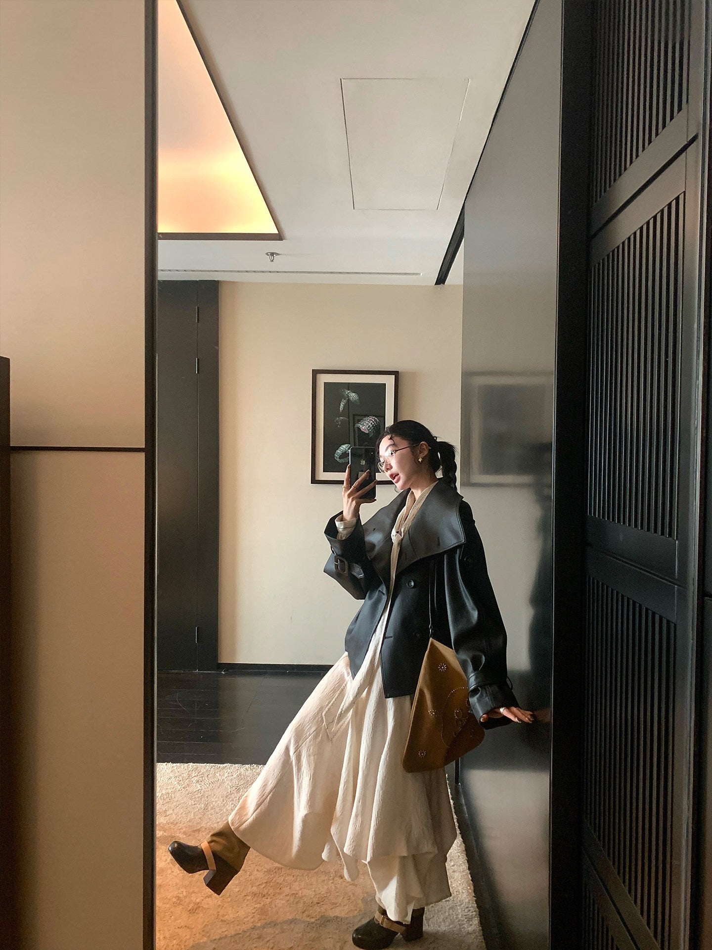 Draped, Asymmetrical Layered Midi Skirt