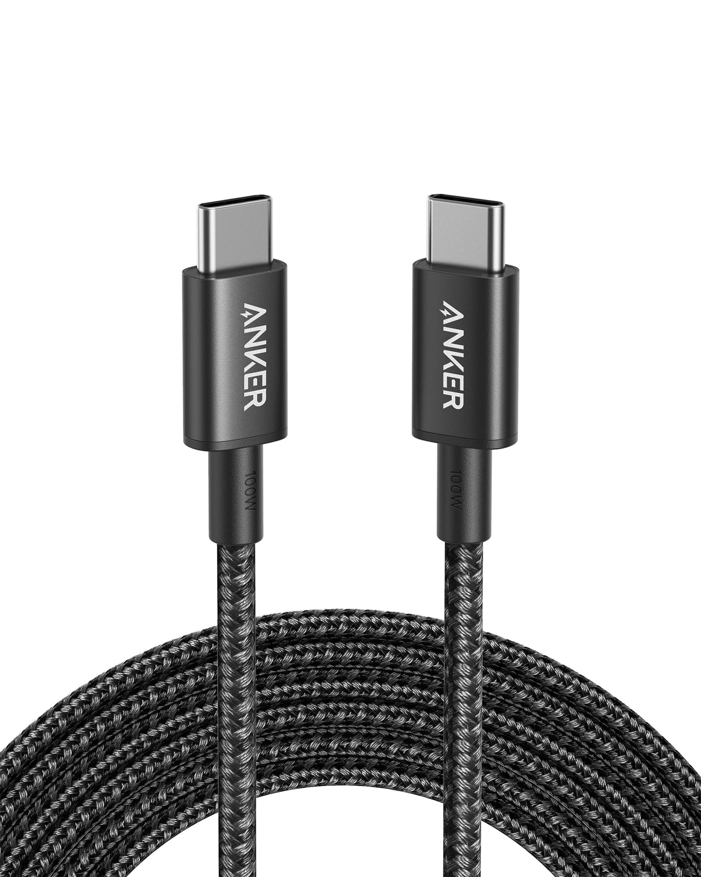 Anker Type-C-kabel 3 m, 100 W, USB-C till USB-C Kabel för iPhone 16 15-serien, Samsung Galaxy S24 S23 S222 MacBook Pro Air, iPad Pro Air, Pixel Switch, LG och fler (svart)