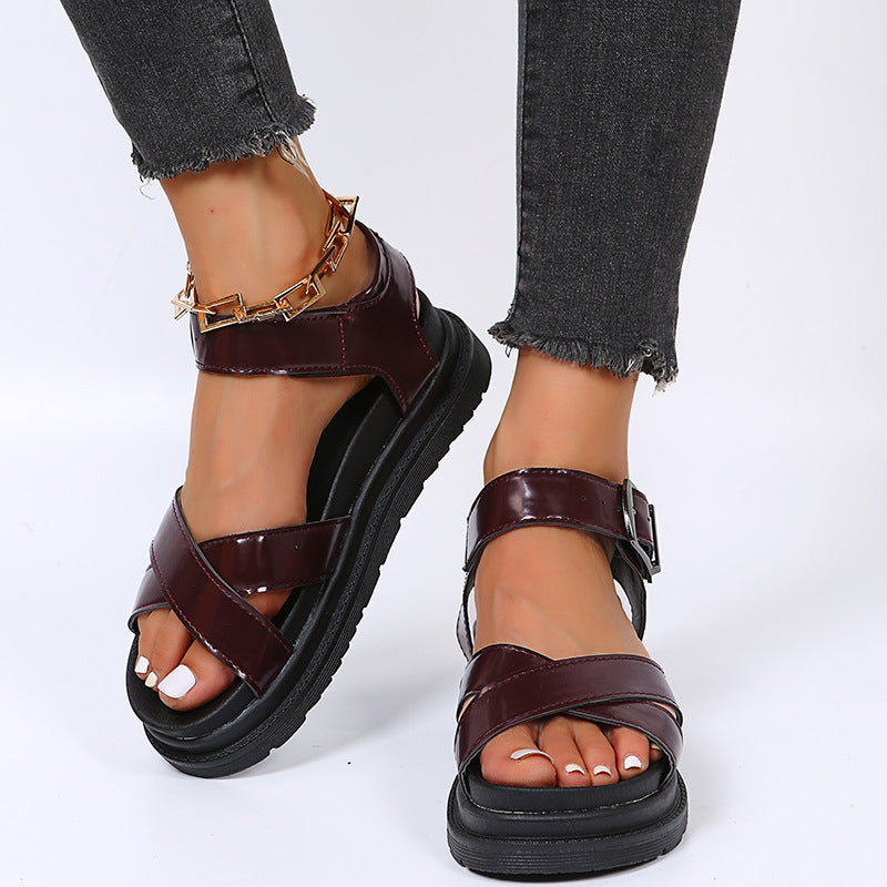 Women's Belt Buckle Fish Mouth Outer Wear Beach Sandals