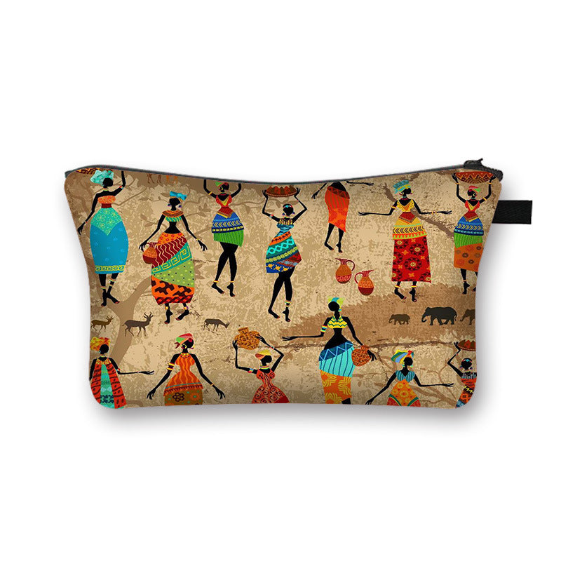 Ny Geometrisk Print Polyester Kosmetiktaske Stor Kapacitet Clutch Taske Dame Mode Rejse Opbevaringstaske