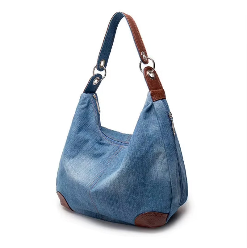 2025 Luxury Women's Denim Handbag - Oversized Blue Jean Tote and Crossbody Shoulder Bag