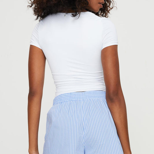 Dam Slim Fit Crop Toppar Casual Enfärgad Rund hals Långärmad Tight T-Shirt Basic Blus Tee Toppar