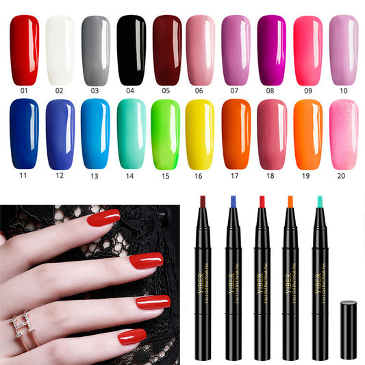5pcs Nail Polish Pen 3 In 1 One Step Glue Pen Multicolor