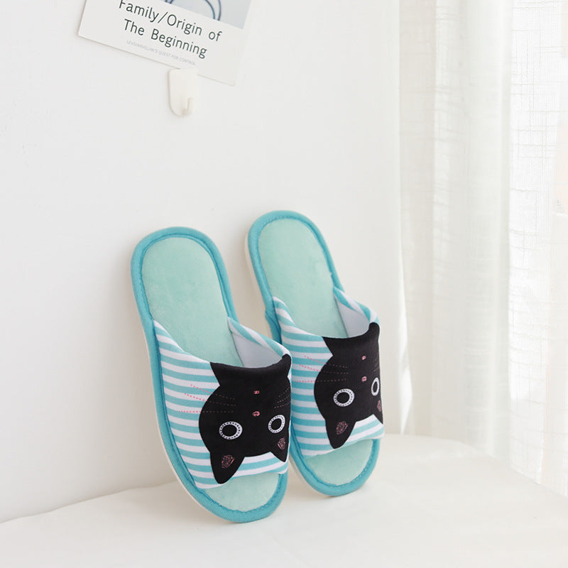 Women's Cute Cat Stripe Print Slippers
