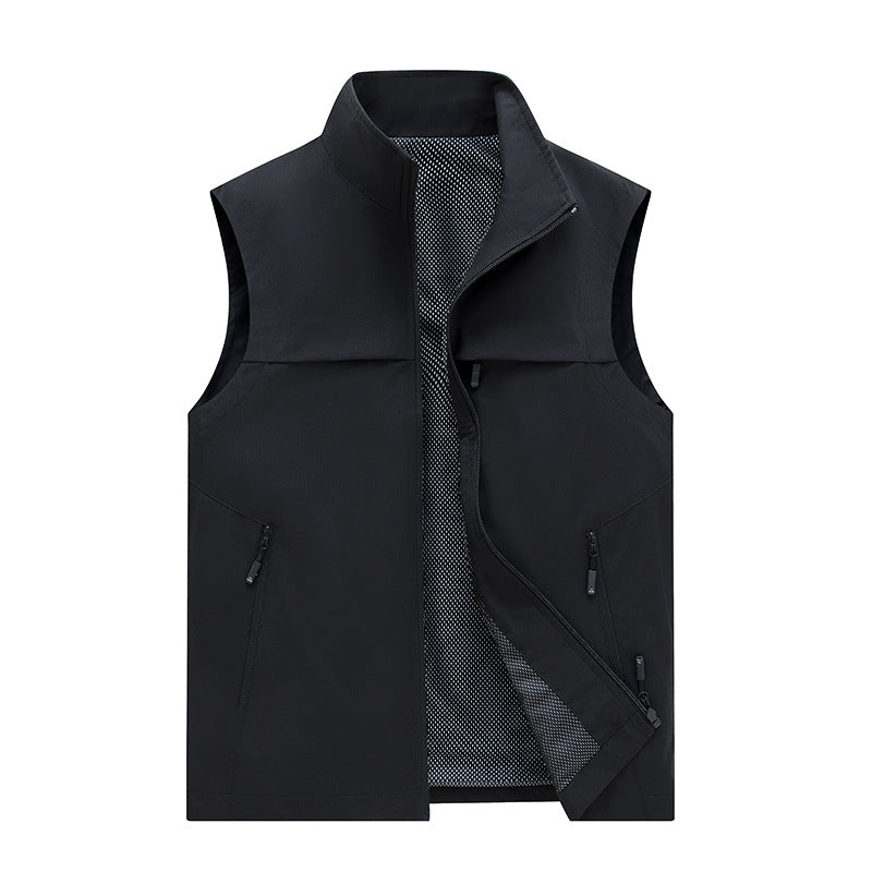 Thin Solid Colored Sports Style Casual Stand Up Collar Vest
