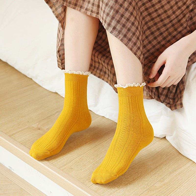 Autumn And Winter Socks Women's Japanese College Style Lace