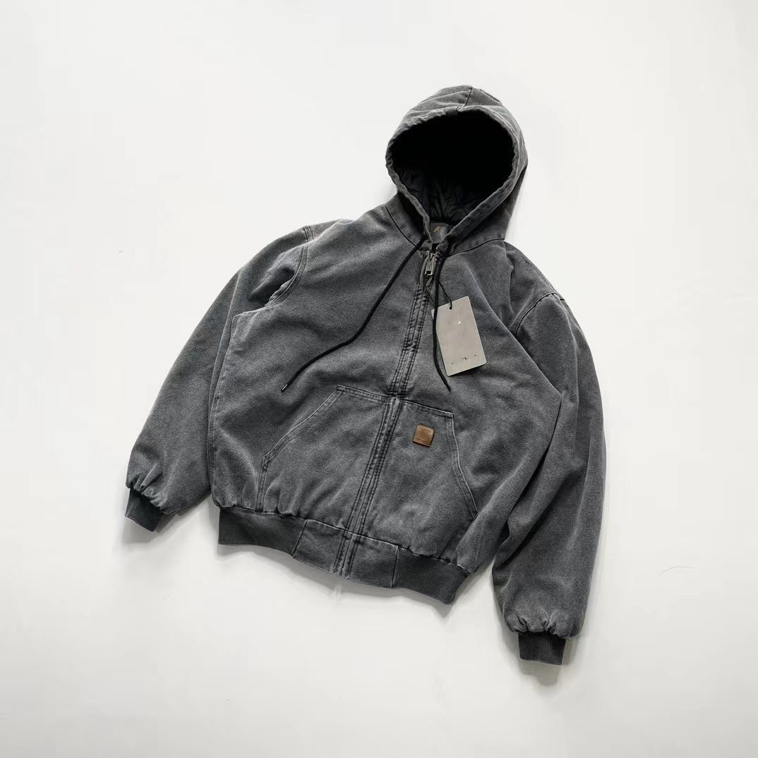 Washed Old Hooded Couple Coat