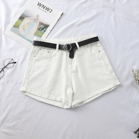 Women's High Waist Curled Denim Shorts
