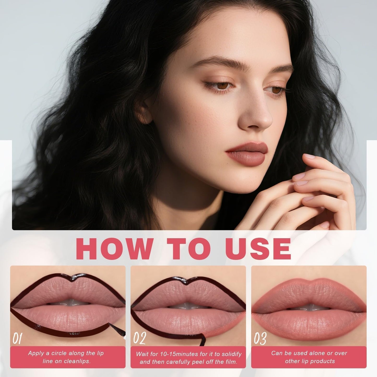 Prreal Peel Off Lip Stain, Vattentät Tattoo Peel Off Lip Liner, Non-Sticky Lips Liner Stain Långbelastning, Matt Finish läppglans Makeup, Rose Rosa