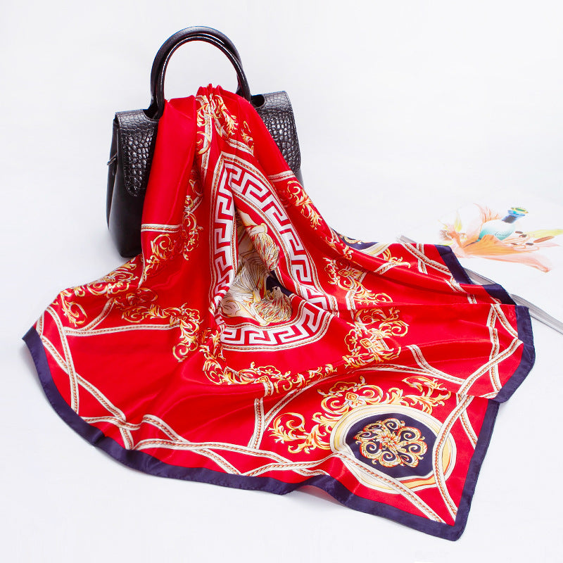 Fashionable Women's Faux Silk Print Scarf