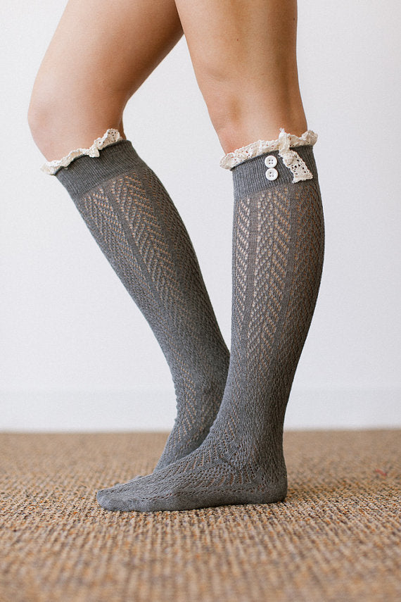 Long Tube Lace Over The Knee Socks Fashion Ladies Hollow