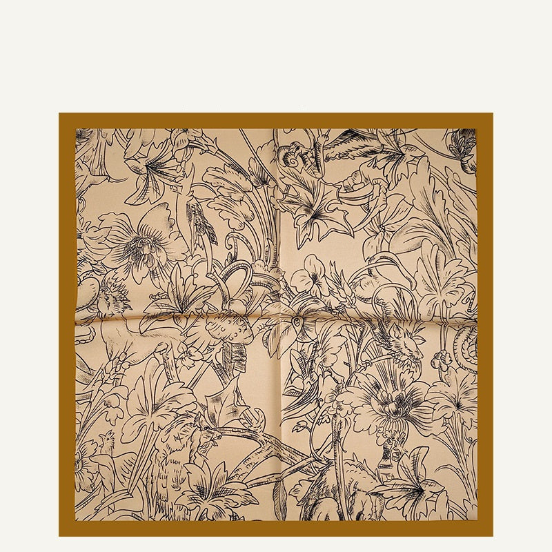 Women's Floral Print Silk Scarf Small Square