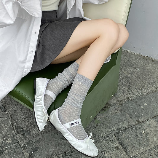 Seamless Tube Combed Cotton Striped Bunching Socks