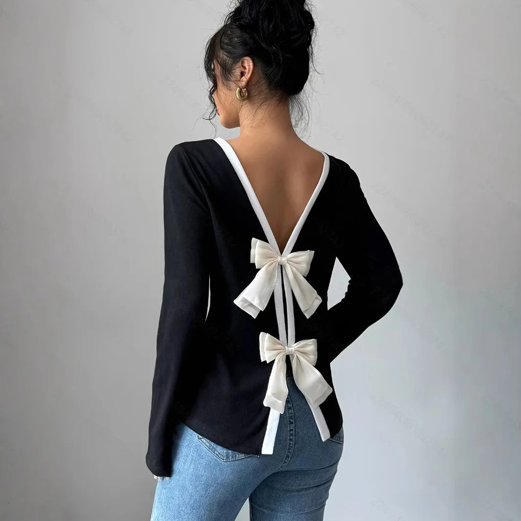 Trendy T-shirt med rund hals, to dele, Illusionknit, lange ærmer, baselayer-top, crew neck design til kvinder