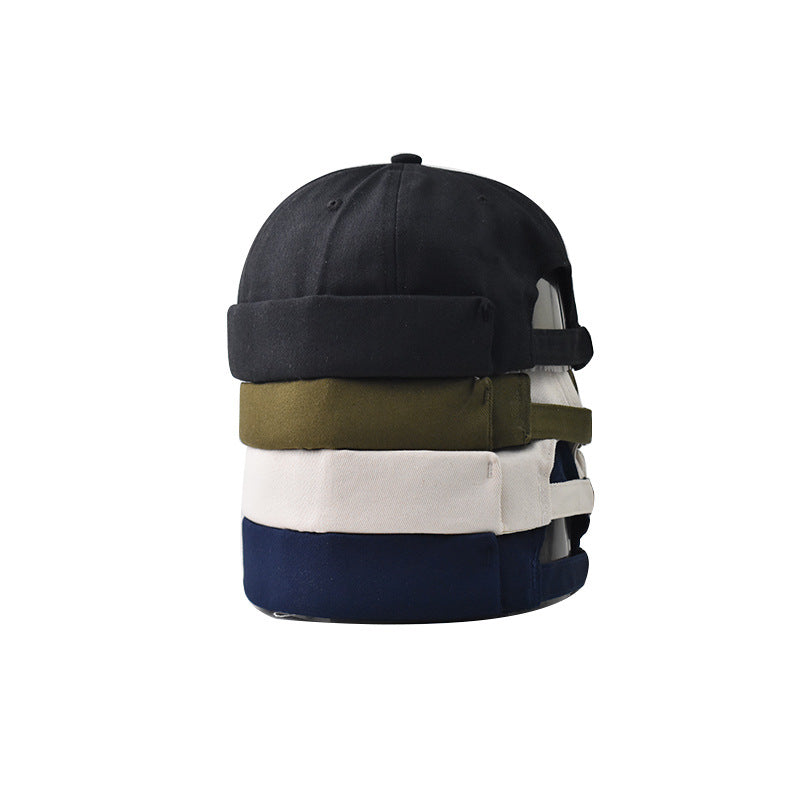 Men's And Women's Retro Versatile Solid Color Brimless Hat
