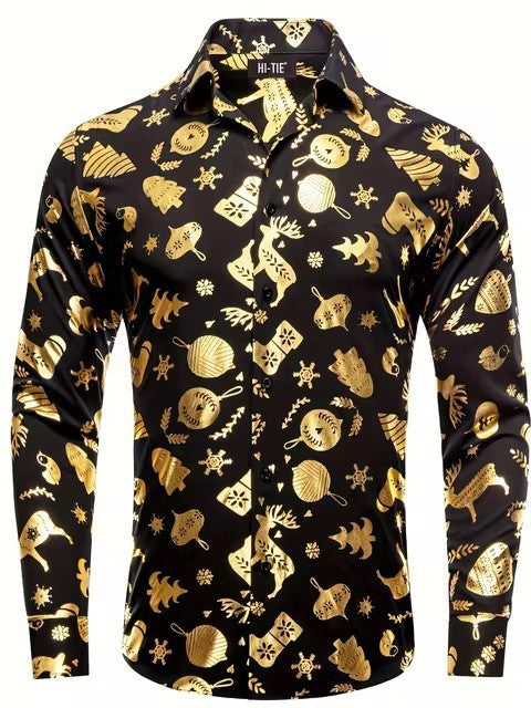 Men's Long-sleeve Shirt With A Snowflake Pattern