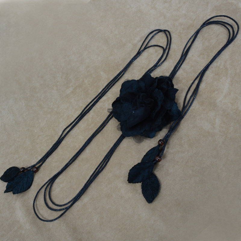 Casual All-match Chiffon Large Flower Women's Thin Belt