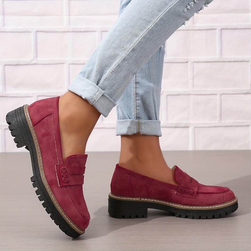 Women's Solid Color Fashionable Thick-soled Loafers