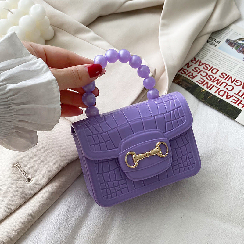 PVC Pattern Pearl Chain Lipstick Bag Fashion