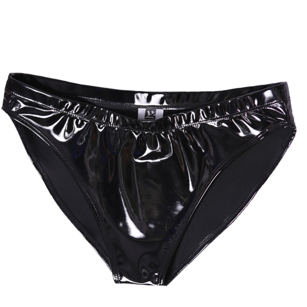 Hip Wrapped Shiny Patent Leather High Waist Women's Underwear