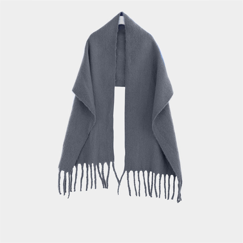 Shawl To Keep Warm All Wear White Bright Red Solid Color Neck
