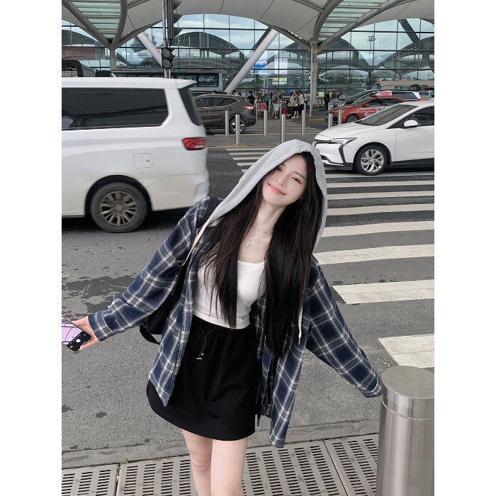 Shirt Women's Simple Commute Versatile Lattice Top